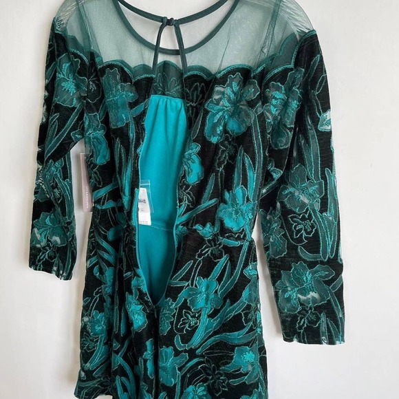 NWT Anthropologie Eva Franco Juliet Teal Velvet Floral Dress - Picture 7 of 10